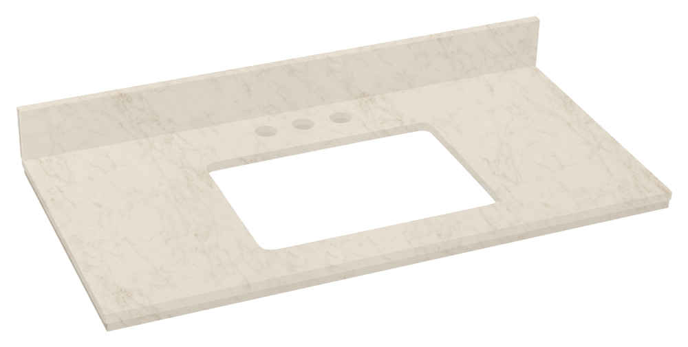 36-in. W Wall Mount White Vanity Set For 3H4-in. Drilling Beige Top White UM Sink