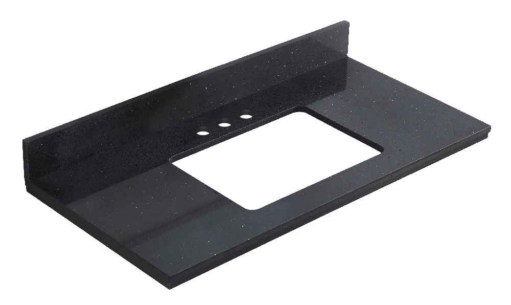 36-in. W Wall Mount White Vanity Set For 3H4-in. Drilling Black Galaxy Top White UM Sink