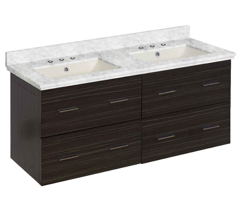 47.5-in. W Wall Mount Dawn Grey Vanity Set For 3H8-in. Drilling Bianca Carara Top Biscuit UM Sink