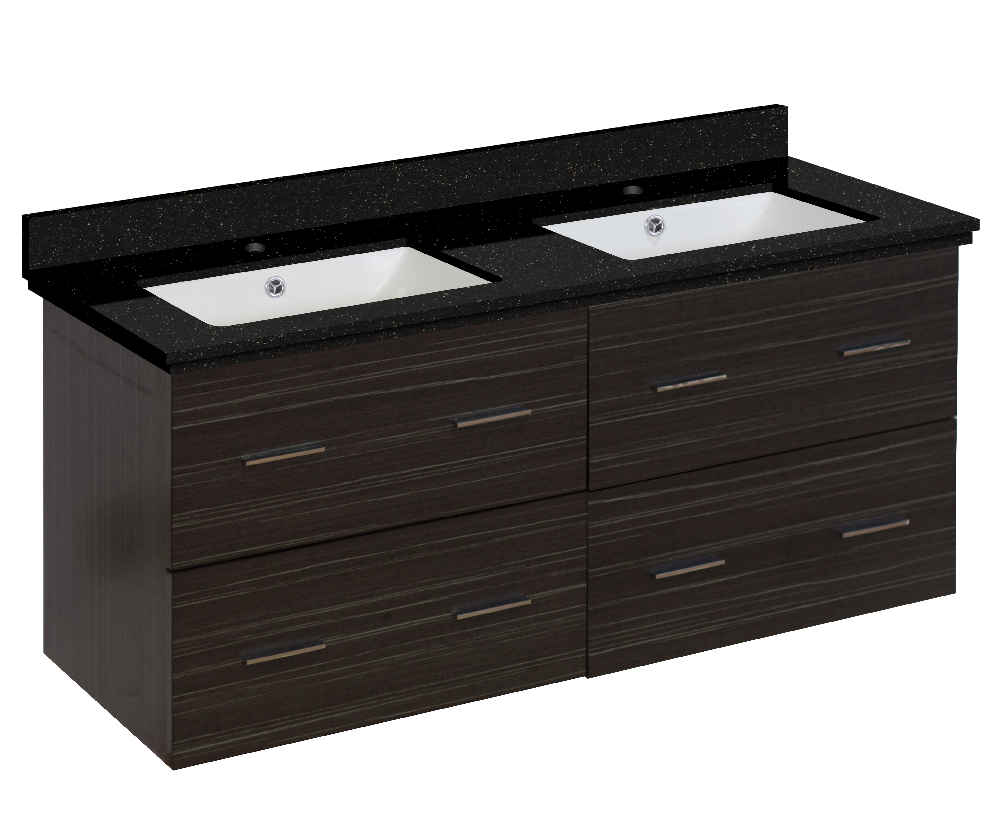 47.5-in. W Wall Mount Dawn Grey Vanity Set For 1 Hole Drilling Black Galaxy Top White UM Sink