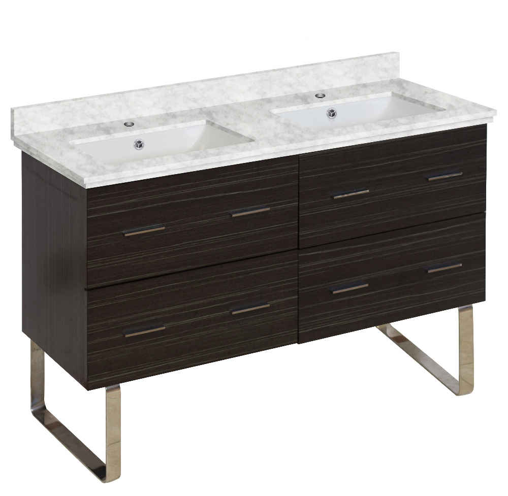 47.5-in. W Floor Mount Dawn Grey Vanity Set For 1 Hole Drilling Bianca Carara Top White UM Sink
