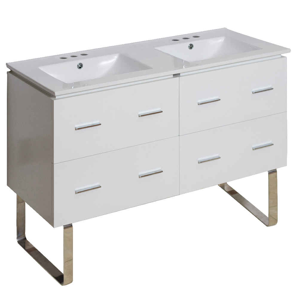 48-in. W Floor Mount White Vanity Set For 3H4-in. Drilling 