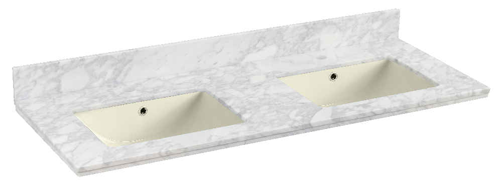 47.5-in. W 18.25-in. D Quartz Top With Backsplash In Bianca Carara Color For 1 Hole Faucet - Biscuit UM Sink