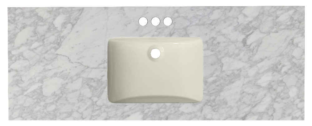 47.5-in. W 18.25-in. D Quartz Top With Backsplash In Bianca Carara Color For 3H4-in. Faucet - Biscuit UM Sink