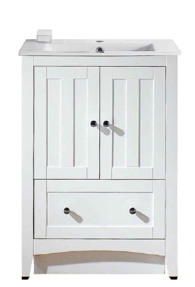 23.75-in. W Floor Mount White Vanity Set For 1 Hole Drilling 