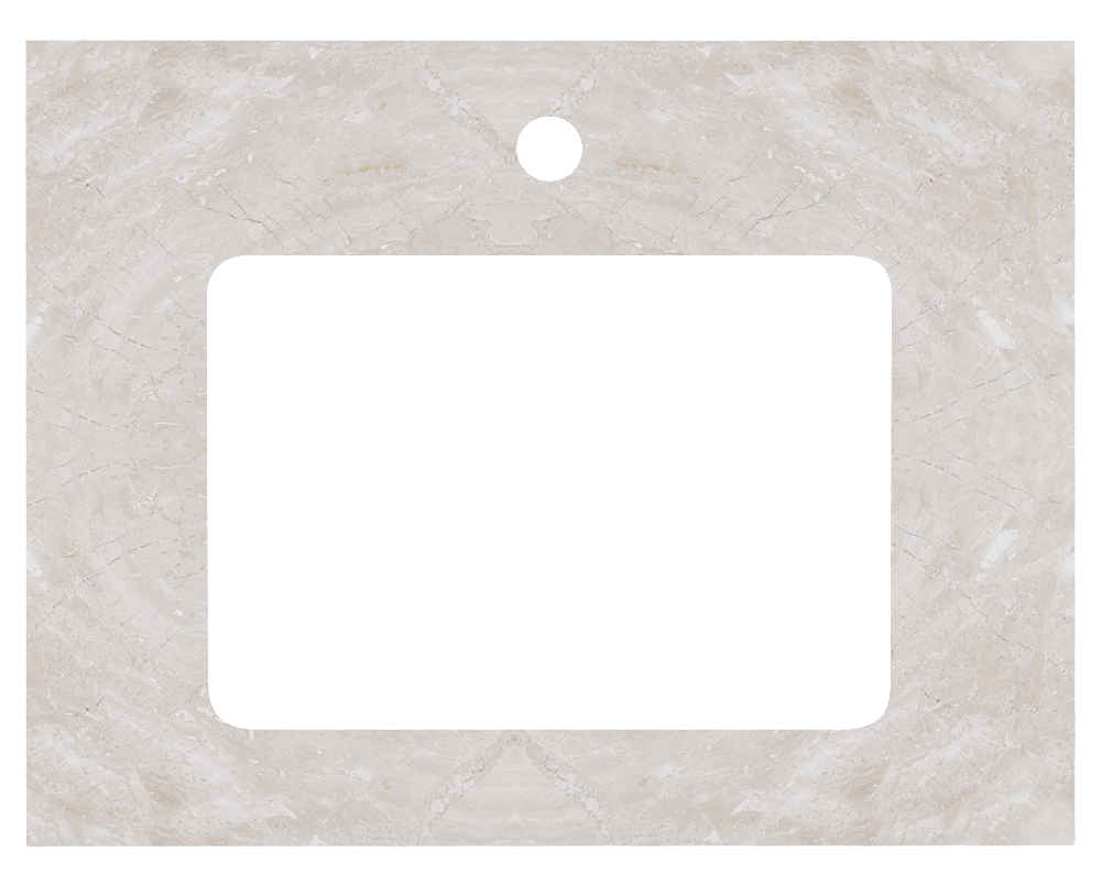 23.75-in. W Floor Mount White Vanity Set For 1 Hole Drilling Beige Top White UM Sink