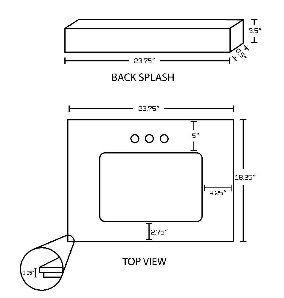 23.75-in. W Floor Mount White Vanity Set For 3H4-in. Drilling Beige Top White UM Sink