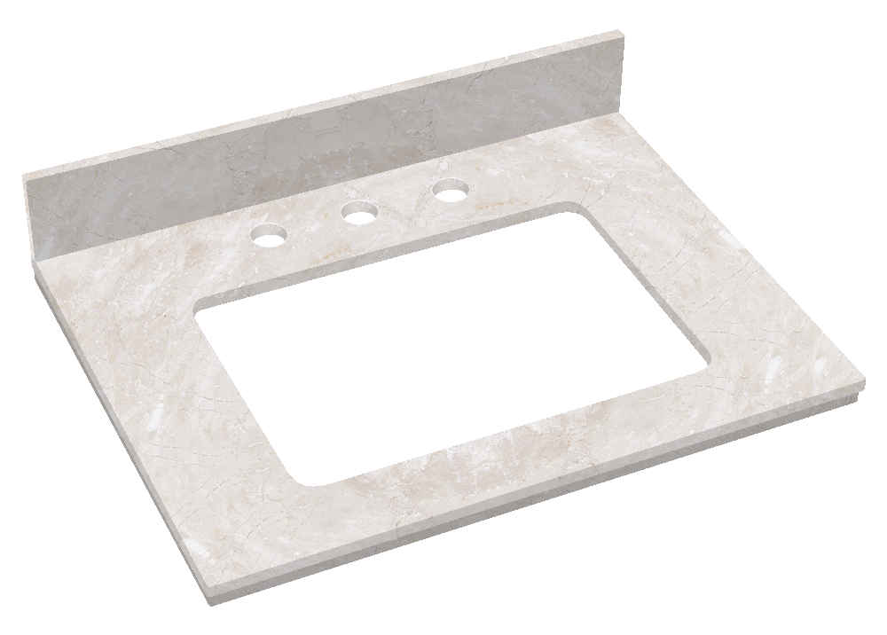 23.75-in. W Floor Mount White Vanity Set For 3H8-in. Drilling Beige Top White UM Sink