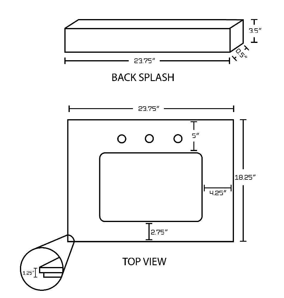 23.75-in. W Floor Mount White Vanity Set For 3H8-in. Drilling Beige Top White UM Sink