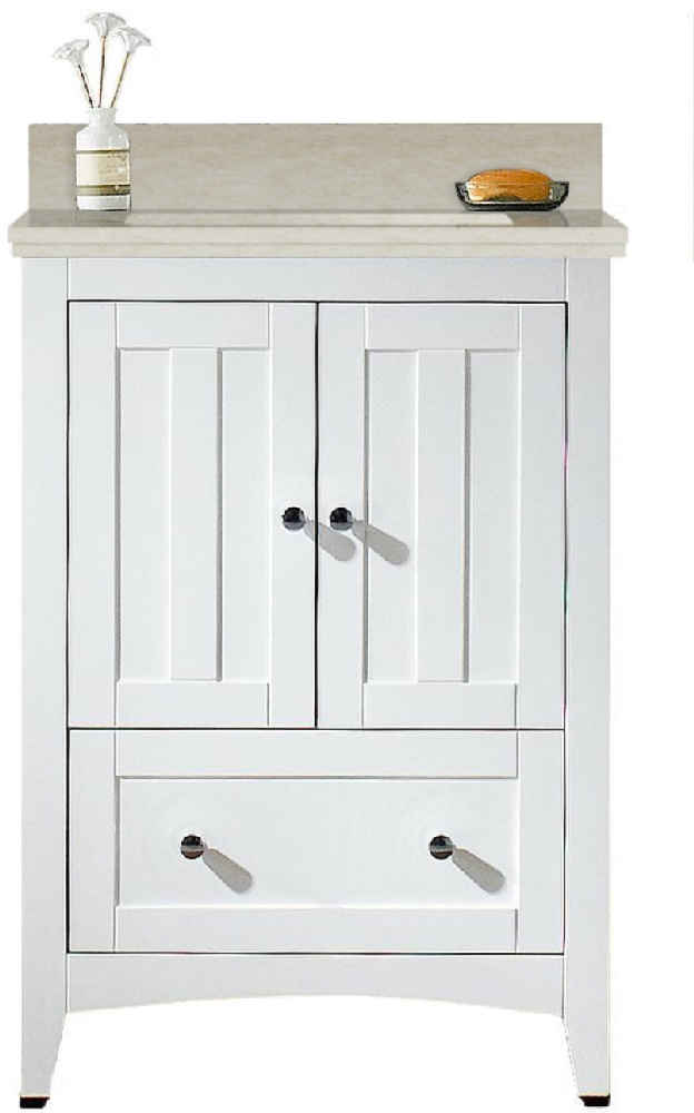 23.75-in. W Floor Mount White Vanity Set For 3H8-in. Drilling Beige Top Biscuit UM Sink