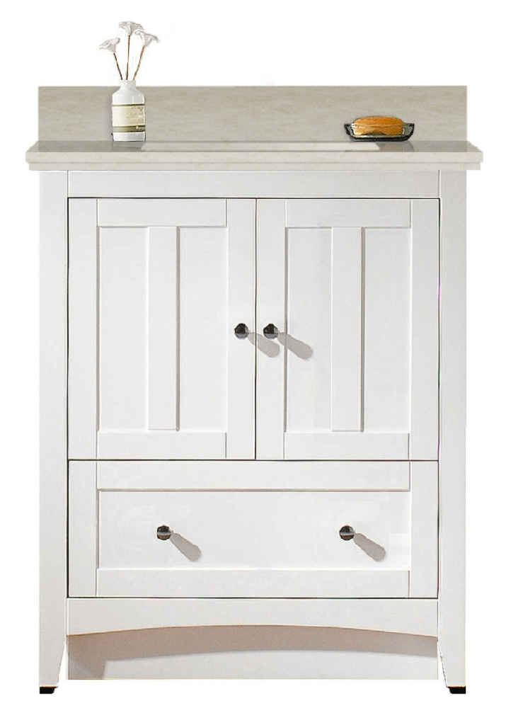 30.5-in. W Floor Mount White Vanity Set For 3H4-in. Drilling Beige Top White UM Sink