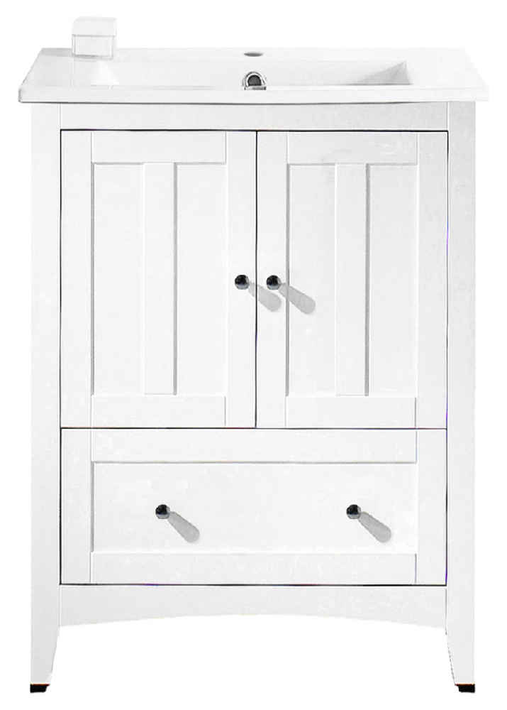 30-in. W Floor Mount White Vanity Set For 1 Hole Drilling