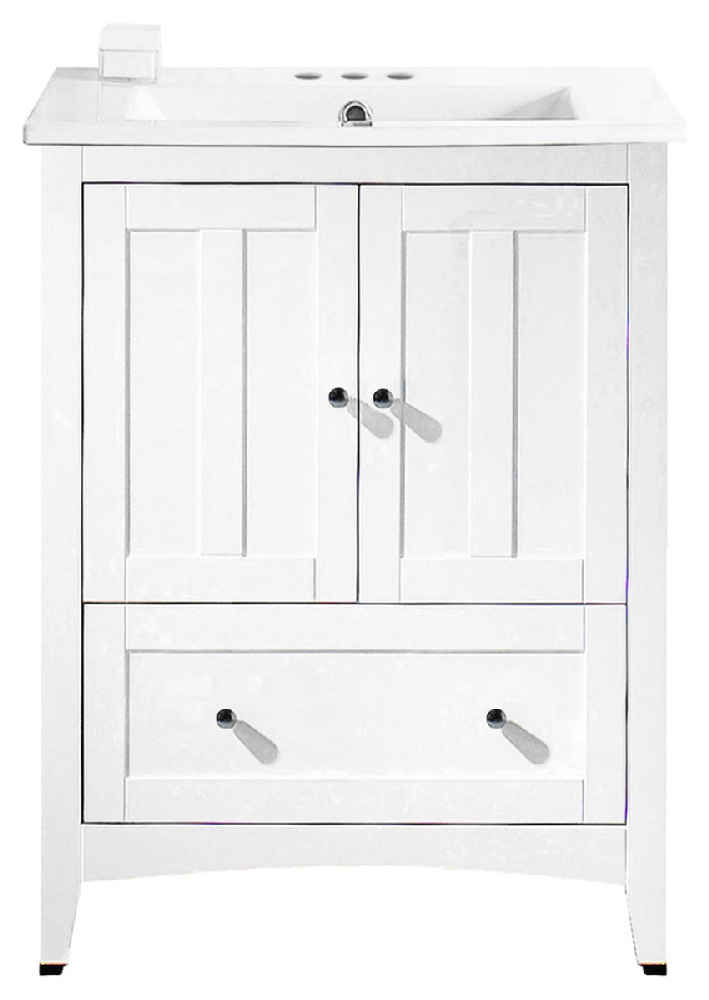 30-in. W Floor Mount White Vanity Set For 3H4-in. Drilling