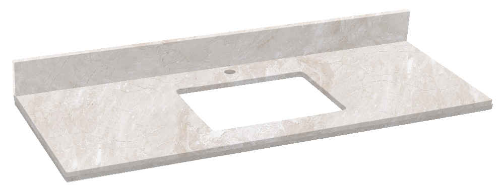 30.5-in. W Floor Mount White Vanity Set For 1 Hole Drilling Beige Top Biscuit UM Sink