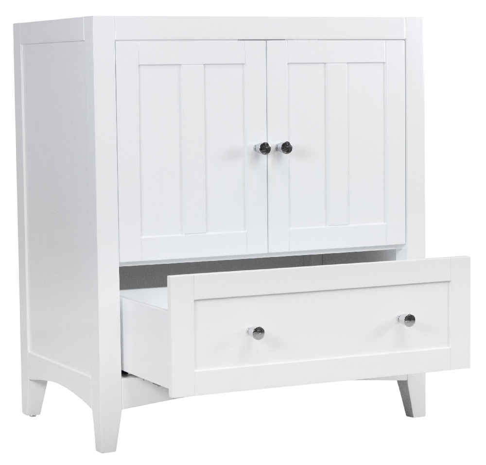 30.5-in. W Floor Mount White Vanity Set For 1 Hole Drilling Beige Top Biscuit UM Sink