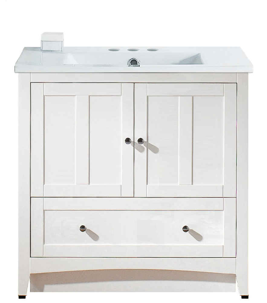 35.5-in. W Floor Mount White Vanity Set For 3H4-in. Drilling