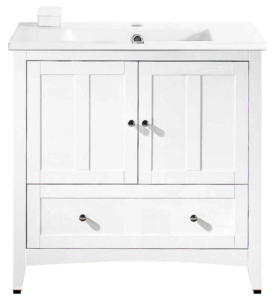 35.5-in. W Floor Mount White Vanity Set For 1 Hole Drilling 