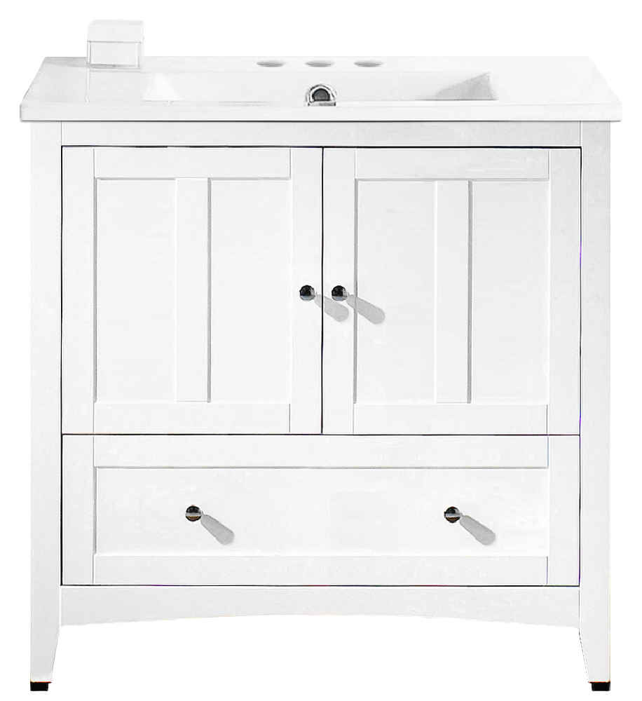 35.5-in. W Floor Mount White Vanity Set For 3H4-in. Drilling 
