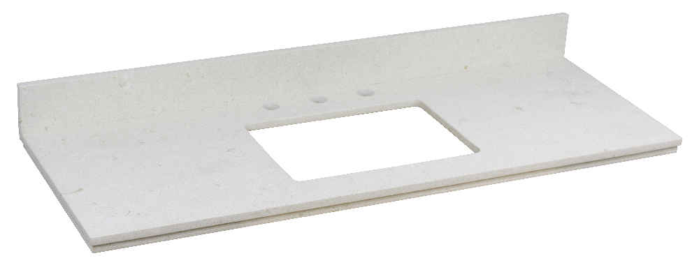 47.6-in. W Floor Mount White Vanity Set For 3H8-in. Drilling Beige Top White UM Sink