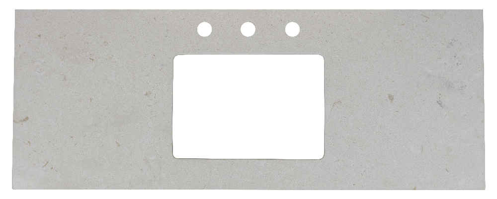 47.6-in. W Floor Mount White Vanity Set For 3H8-in. Drilling Beige Top Biscuit UM Sink