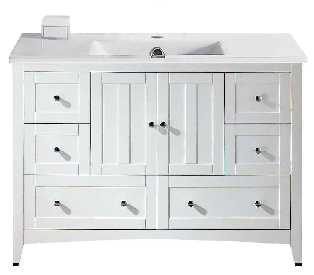 48-in. W Floor Mount White Vanity Set For 1 Hole Drilling 