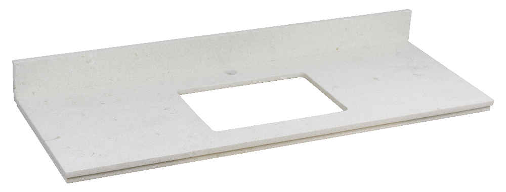 47.6-in. W Floor Mount White Vanity Set For 1 Hole Drilling Beige Top Biscuit UM Sink