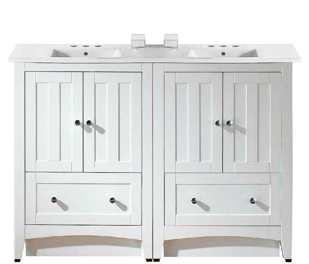 48-in. W Floor Mount White Vanity Set For 3H4-in. Drilling