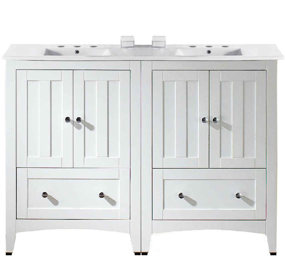 48-in. W Floor Mount White Vanity Set For 3H8-in. Drilling 