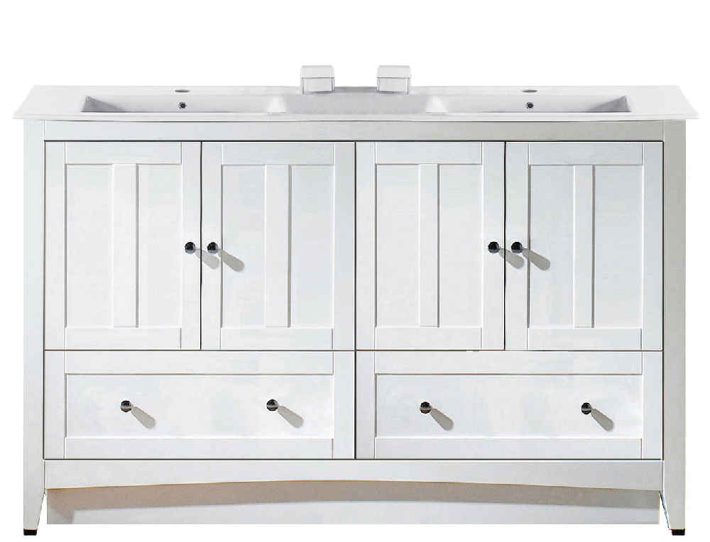 59-in. W Floor Mount White Vanity Set For 1 Hole Drilling 