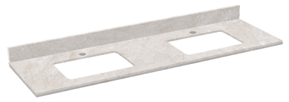 59-in. W Floor Mount White Vanity Set For 1 Hole Drilling Beige Top White UM Sink