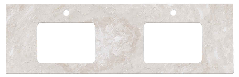 59-in. W Floor Mount White Vanity Set For 1 Hole Drilling Beige Top White UM Sink