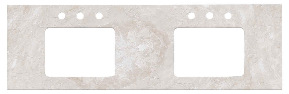 59-in. W Floor Mount White Vanity Set For 3H8-in. Drilling Beige Top Biscuit UM Sink