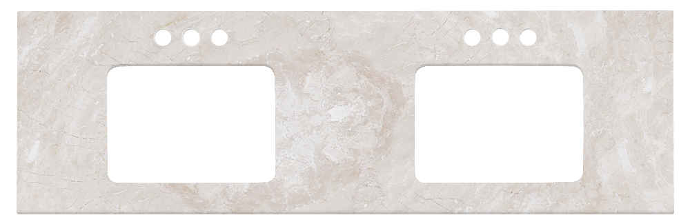 59-in. W Floor Mount White Vanity Set For 3H4-in. Drilling Beige Top Biscuit UM Sink