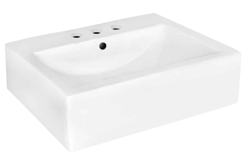 20.25-in. x 16.25-in. Rectangle Bathroom Vessel Sink White Enamel Glaze