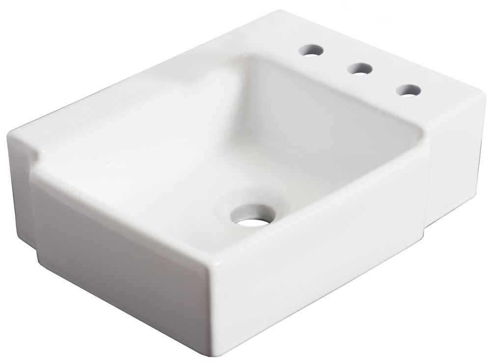 16.25-in. x 11.75-in. Rectangle Bathroom Vessel Sink White Enamel Glaze