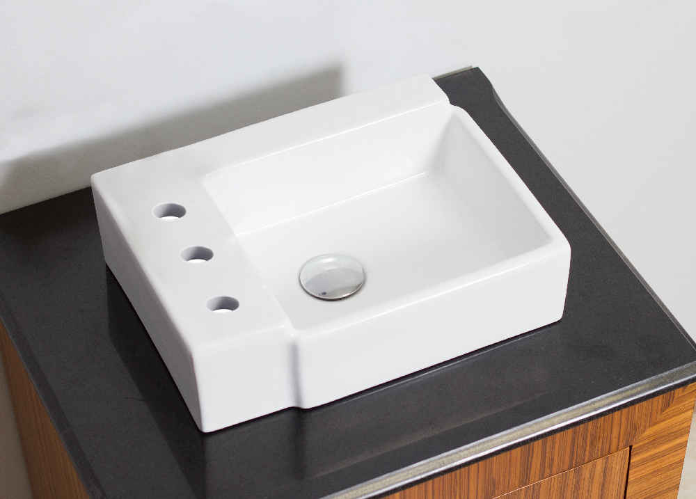 16.25-in. x 11.75-in. Rectangle Bathroom Vessel Sink White Enamel Glaze