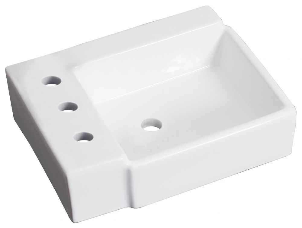 16.25-in. x 11.75-in. Rectangle Bathroom Vessel Sink White Enamel Glaze
