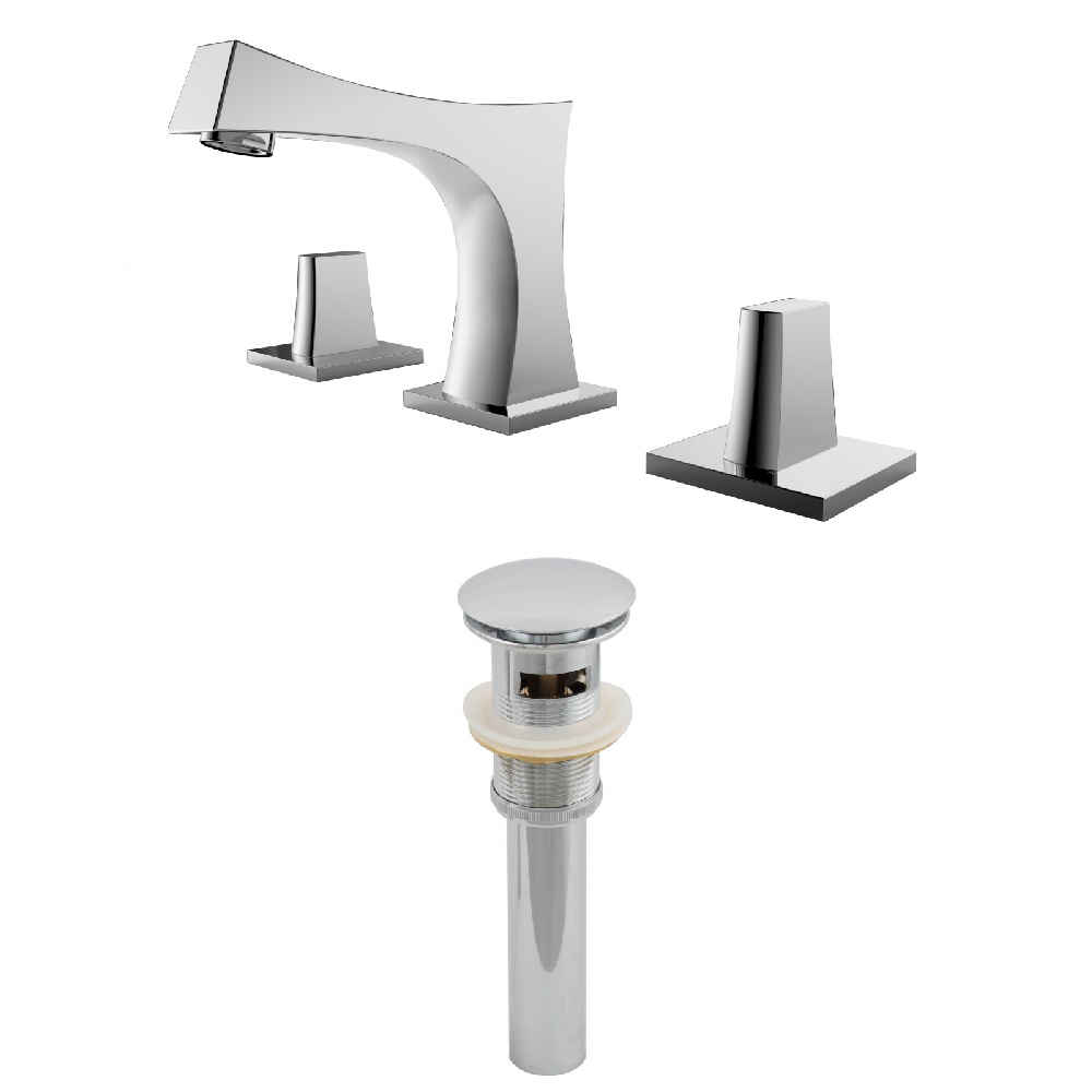 3H8-in. CUPC Approved Stainless Steel Faucet Set In Chrome Color - Overflow Drain Incl.