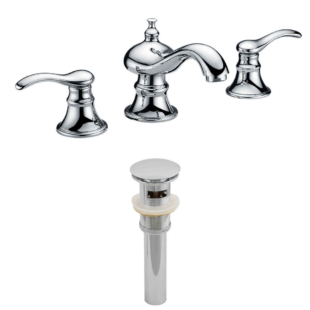 3H8-in. CUPC Approved Stainless Steel Faucet Set In Chrome Color - Overflow Drain Incl.