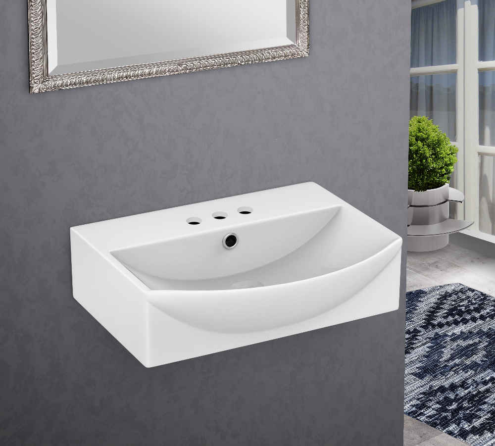 19.5-in. x 16-in. Rectangle Bathroom Vessel Sink White Enamel Glaze