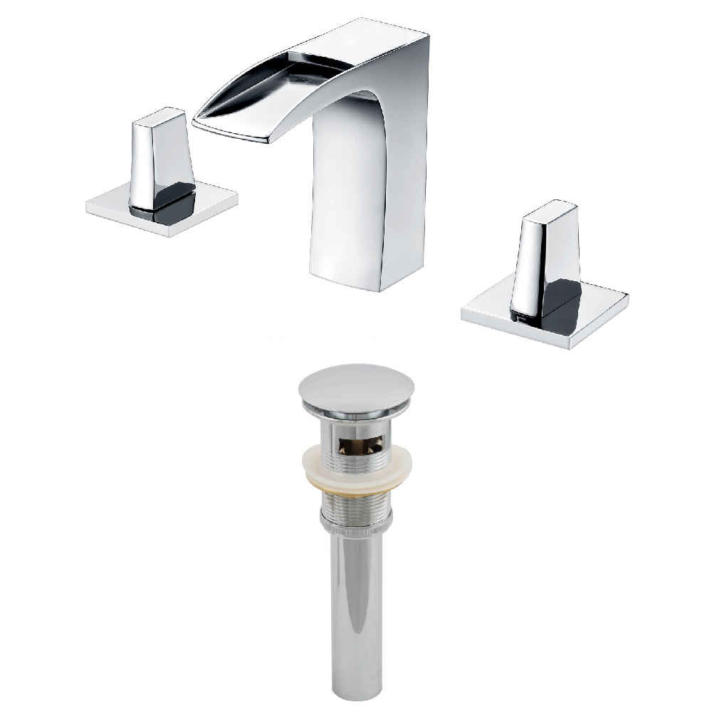3H8-in. CUPC Approved Stainless Steel Faucet Set In Chrome Color - Overflow Drain Incl.
