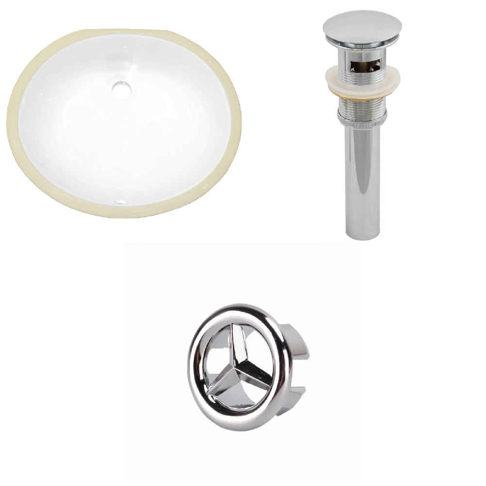 19.5-in. W CUPC Oval Bathroom Undermount Sink Set In White - Chrome Hardware - Overflow Drain Incl.
