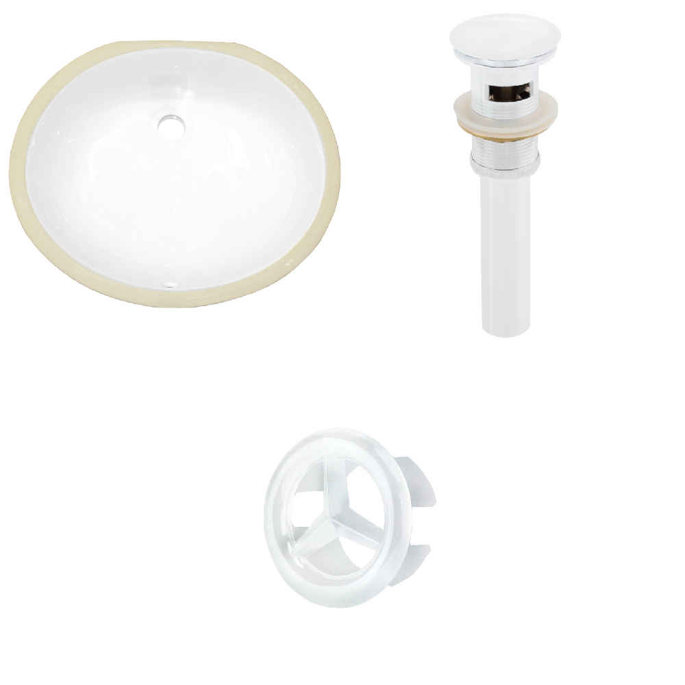 19.5-in. W CUPC Oval Bathroom Undermount Sink Set In White - White Hardware - Overflow Drain Incl.
