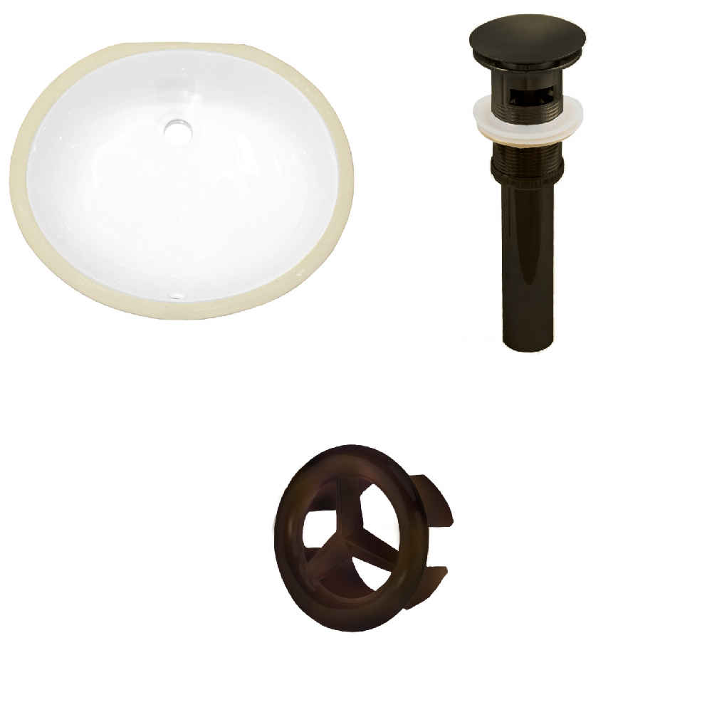 19.5-in. W CUPC Oval Bathroom Undermount Sink Set In White - Oil Rubbed Bronze Hardware - Overflow Drain Incl.