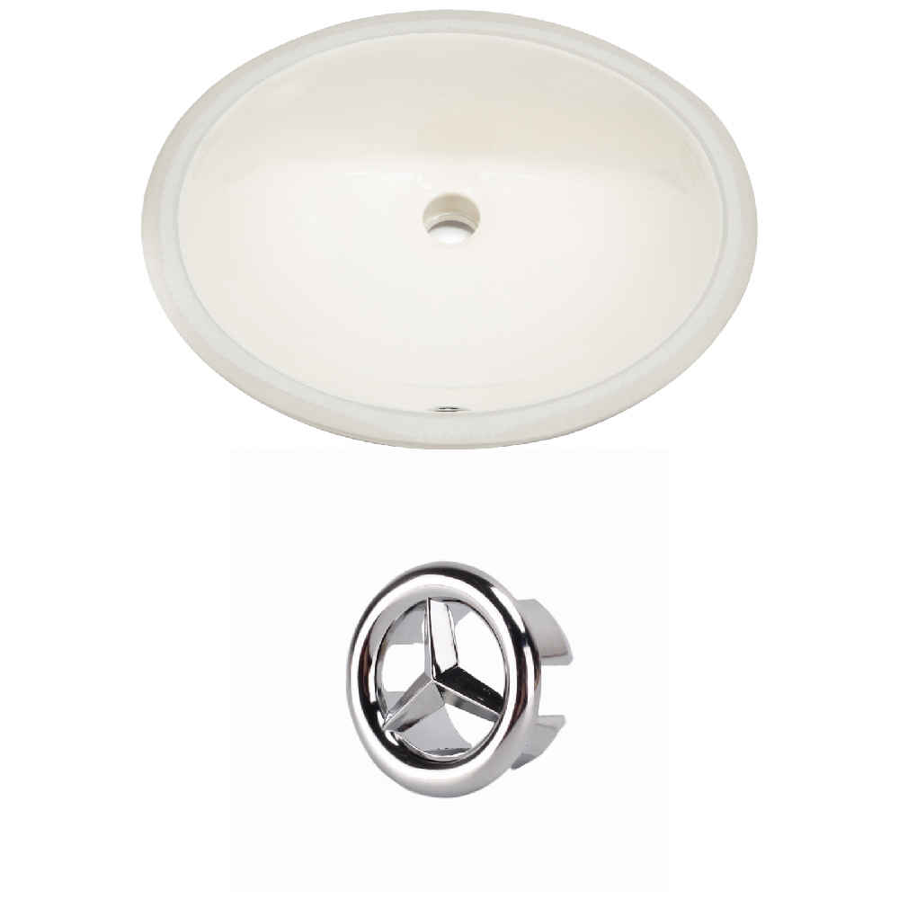 19.75-in. W Oval Bathroom Undermount Sink Set In Biscuit - Chrome Hardware