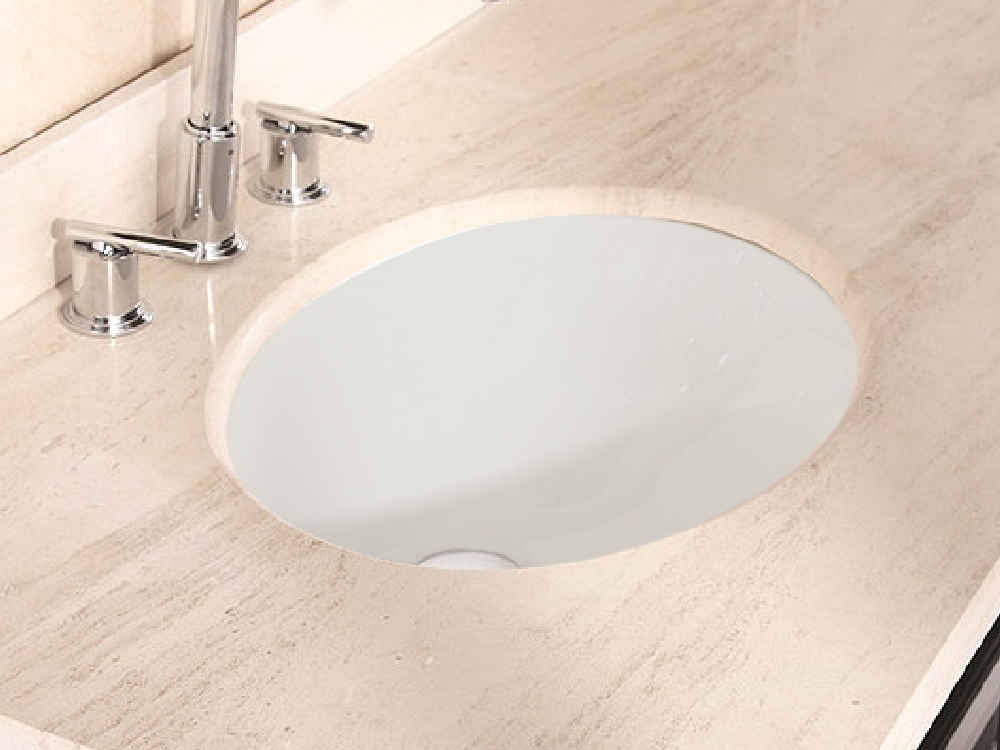 19.75-in. W Oval Bathroom Undermount Sink Set In Biscuit - Black Hardware