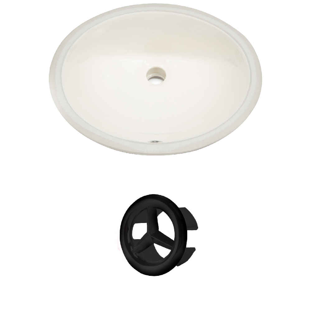 19.75-in. W Oval Bathroom Undermount Sink Set In Biscuit - Black Hardware