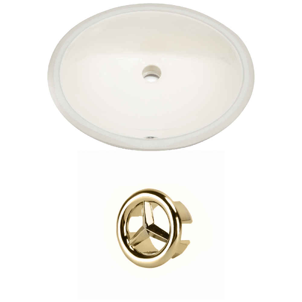 19.75-in. W Oval Bathroom Undermount Sink Set In Biscuit - Gold Hardware