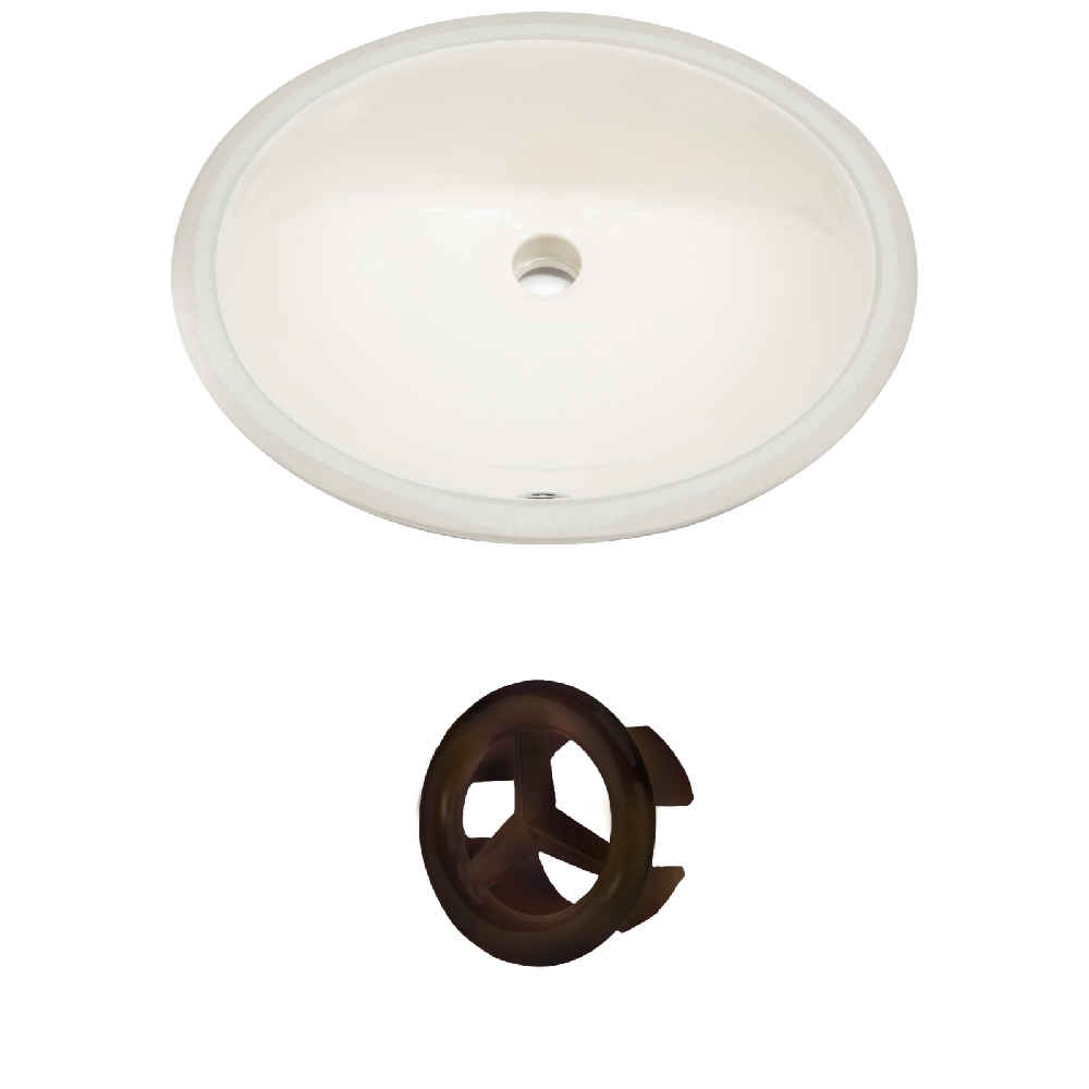 19.75-in. W Oval Bathroom Undermount Sink Set In Biscuit - Oil Rubbed Bronze Hardware