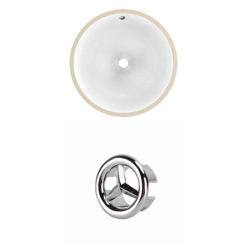 16.5-in. W Round Bathroom Undermount Sink Set In White - Chrome Hardware